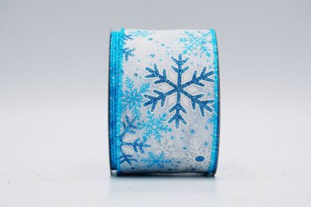 Текстурована стрічка зі сніжинками на дроті_KF7102GC-1T-213_білий